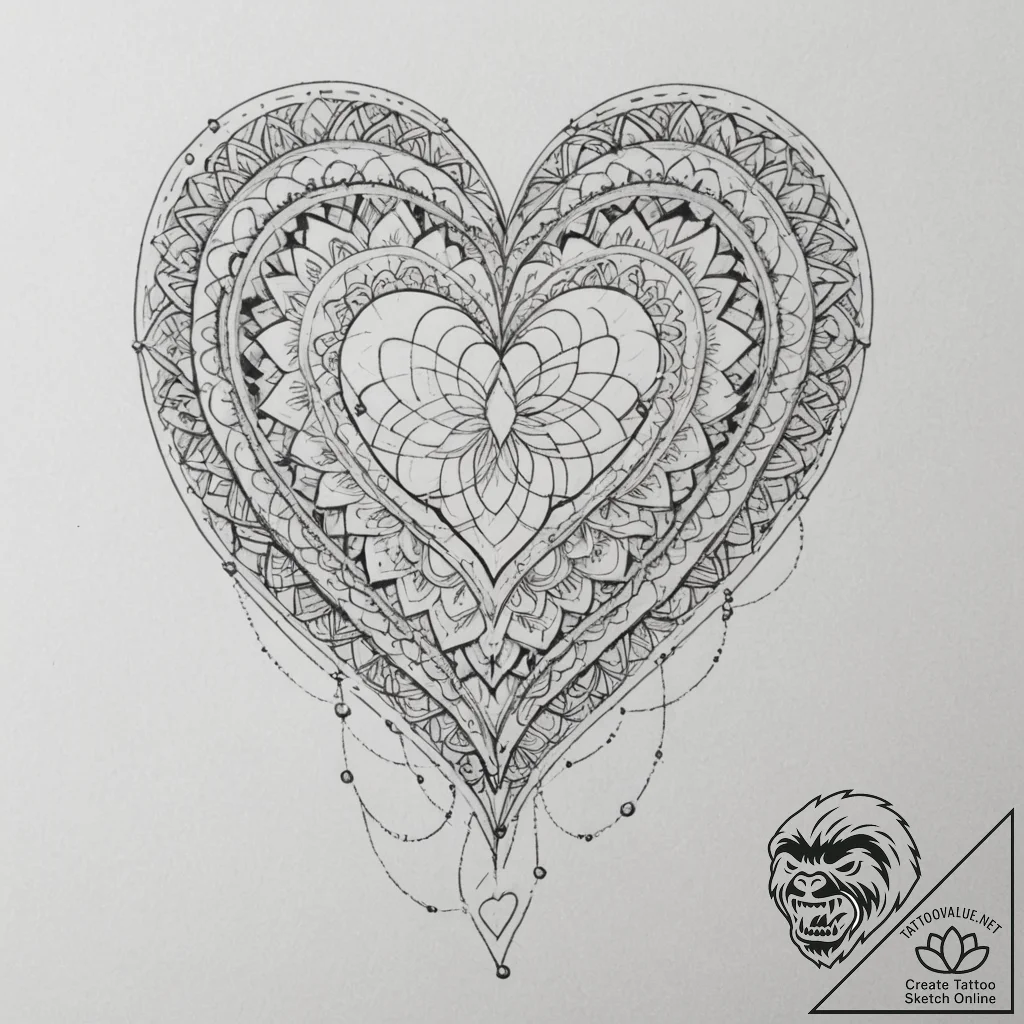 Tattoo sketch a single pixelated heart linewo... - tattoo sketch (№1755141441_0, 14.08.2025 03:17) — tattoovalue.net