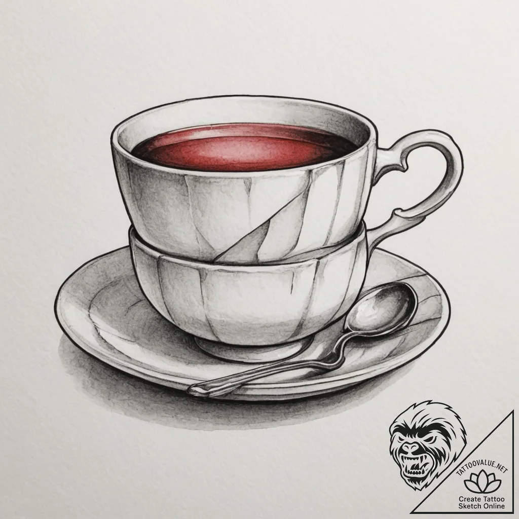 Tattoo sketch a teabag on one partner, a teac... - tattoo sketch (№1755141640_0, 14.08.2025 03:20) — tattoovalue.net