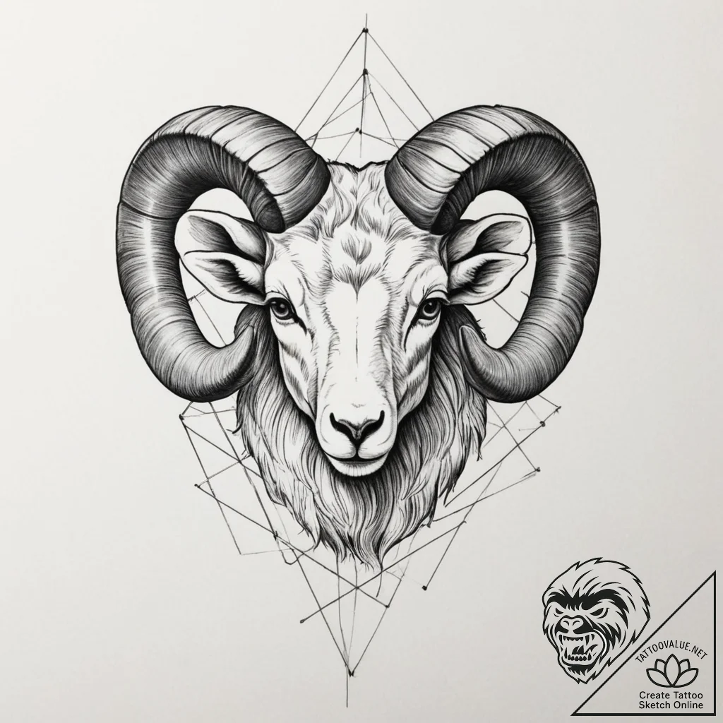 Tattoo sketch an aries ram's head fading into... - tattoo sketch (№1755142648_0, 14.08.2025 03:37) — tattoovalue.net