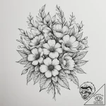 Tattoo design a bouquet of birth flowers for… – tattoo sketch (№1755143853_0, 14.08.2025 03:57) — tattoovalue.net