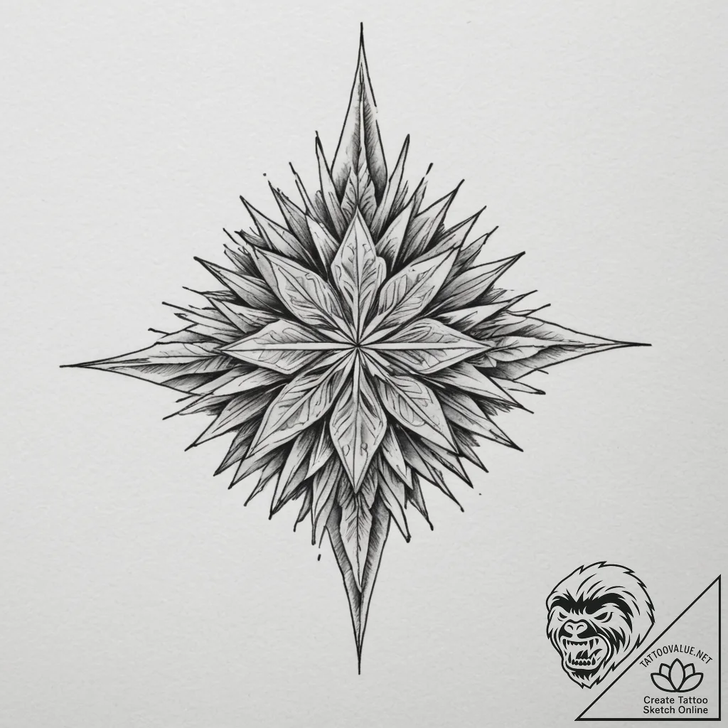 Tattoo design ice crystals forming a sharp, p... - tattoo sketch (№1755144057_0, 14.08.2025 04:00) — tattoovalue.net