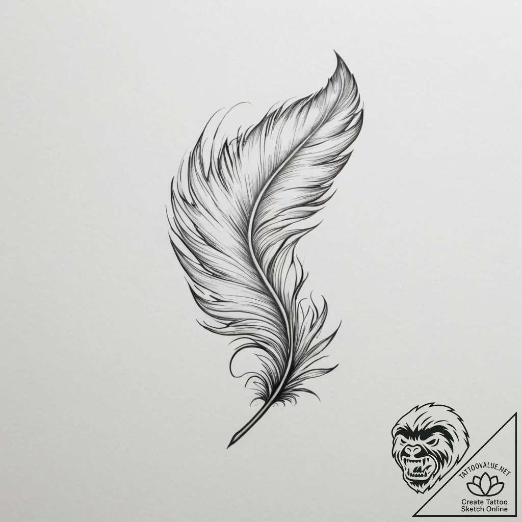 Tattoo design a feather transforming into a b... - tattoo sketch (№1755144257_0, 14.08.2025 04:04) — tattoovalue.net