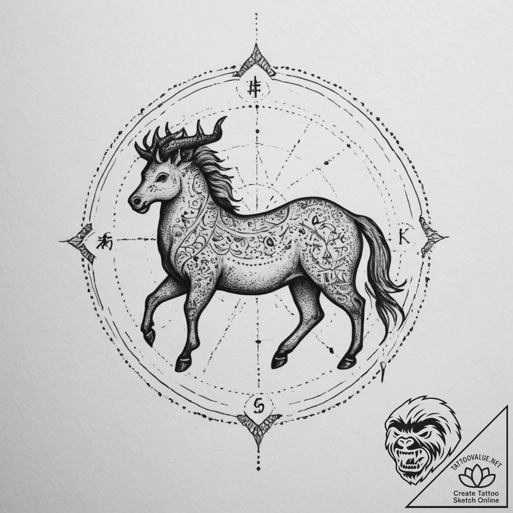 Tattoo design a zodiac animal's silhouette fo... - tattoo sketch (№1755144655_0, 14.08.2025 04:10) — tattoovalue.net