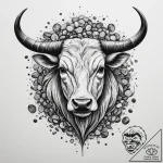 Tattoo design a taurus symbol intertwined wit… – tattoo sketch (№1755144855_0, 14.08.2025 04:14) — tattoovalue.net