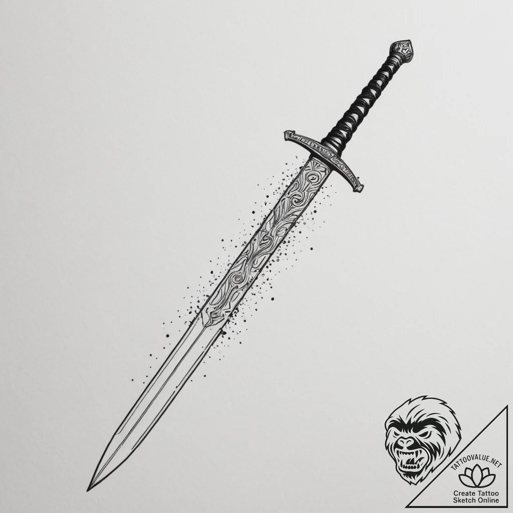 A nichirin sword from demon slayer, tattoo dr... - tattoo sketch (№1755145652_0, 14.08.2025 04:27) — tattoovalue.net