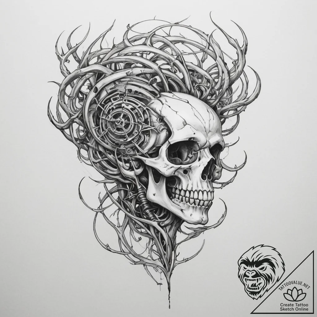 Biomechanics - tattoo sketch (№1755146264_0, 14.08.2025 04:37) — tattoovalue.net