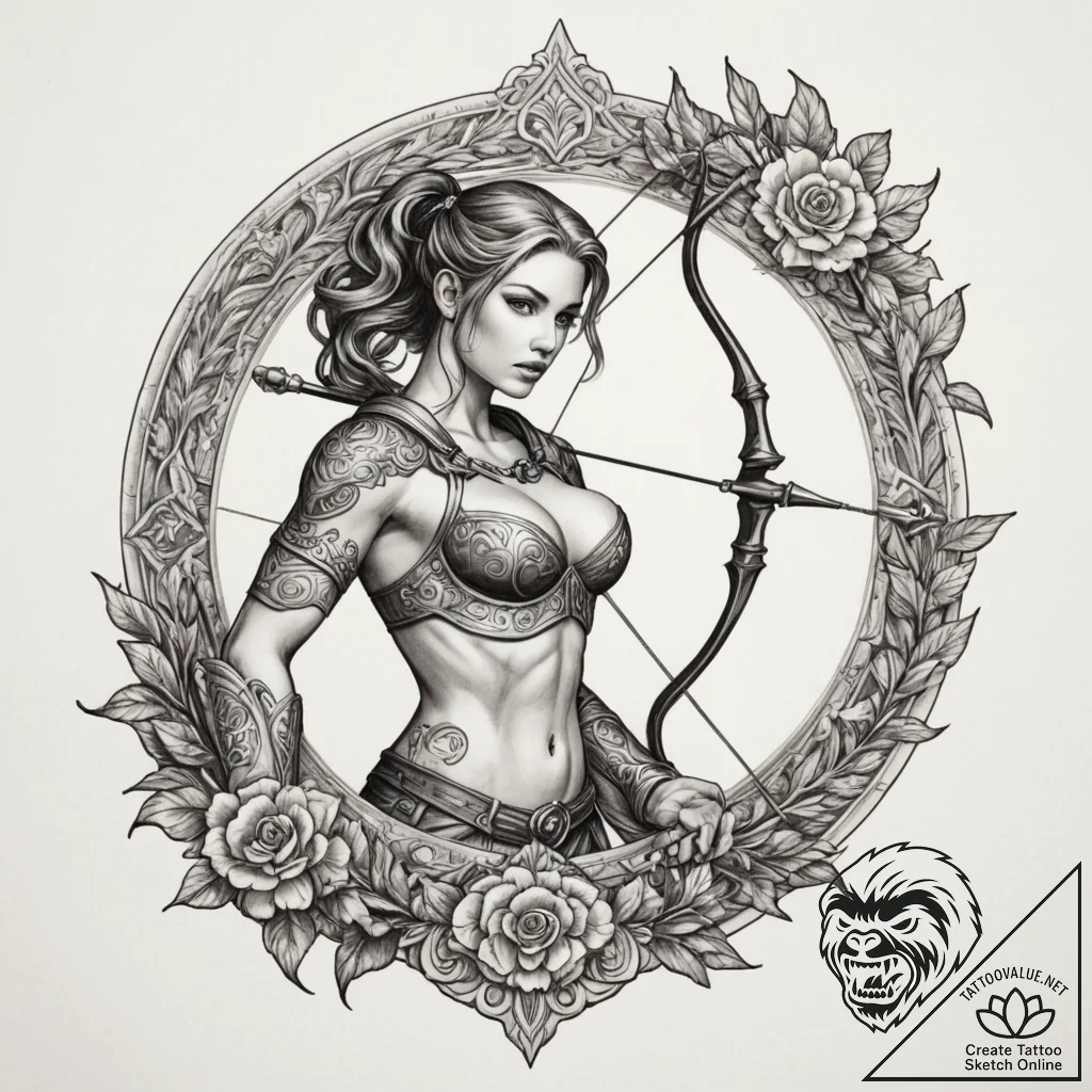 Tattoo sketch a realistic sagittarius archer,... - tattoo sketch (№1755147265_0, 14.08.2025 04:54) — tattoovalue.net