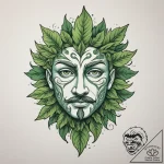 The green man face made of leaves, tattoo ske… – tattoo sketch (№1755149246_0, 14.08.2025 05:27) — tattoovalue.net