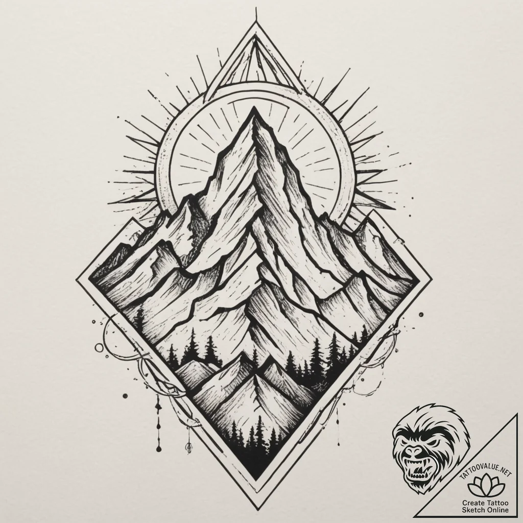 Tattoo sketch a geometric representation of a... - tattoo sketch (№1755150829_0, 14.08.2025 05:53) — tattoovalue.net