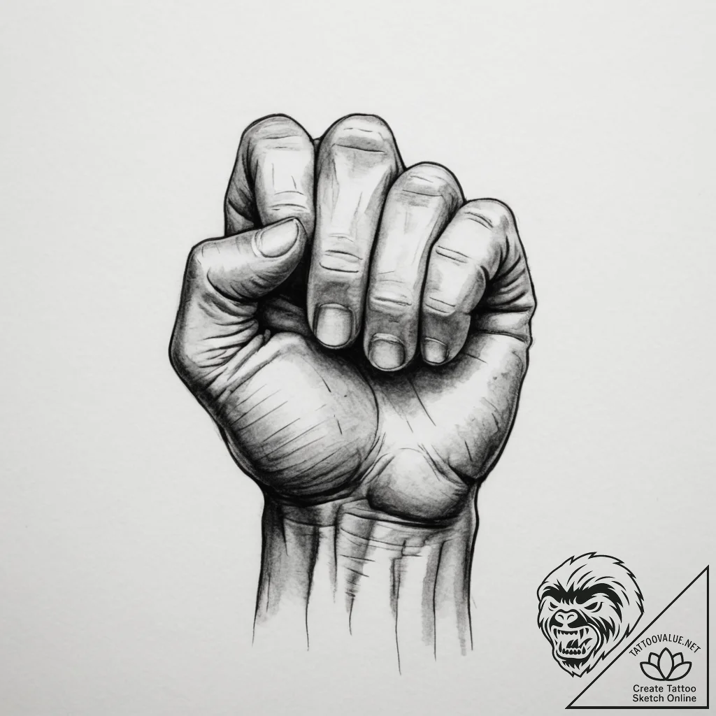 Tattoo sketch a clenched fist made of stylize... - tattoo sketch (№1755154189_0, 14.08.2025 06:49) — tattoovalue.net