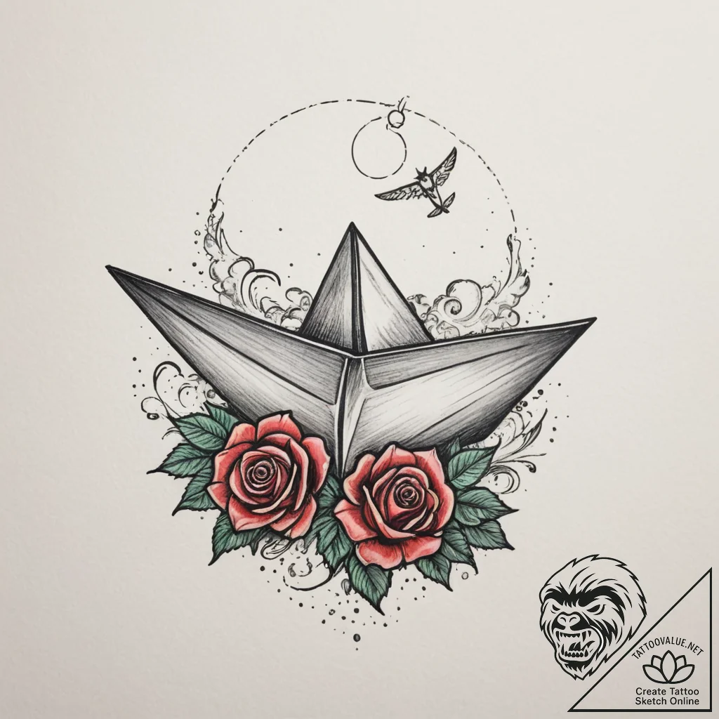 Tattoo sketch a tiny, whimsical paper boat or... - tattoo sketch (№1755155178_0, 14.08.2025 07:06) — tattoovalue.net