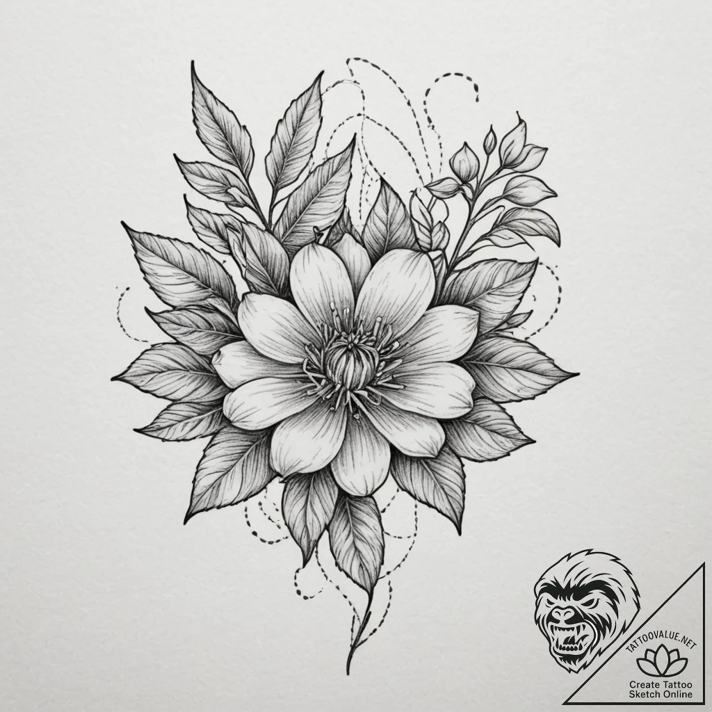 Tattoo sketch a floral design with hidden ini... - tattoo sketch (№1755155374_0, 14.08.2025 07:09) — tattoovalue.net