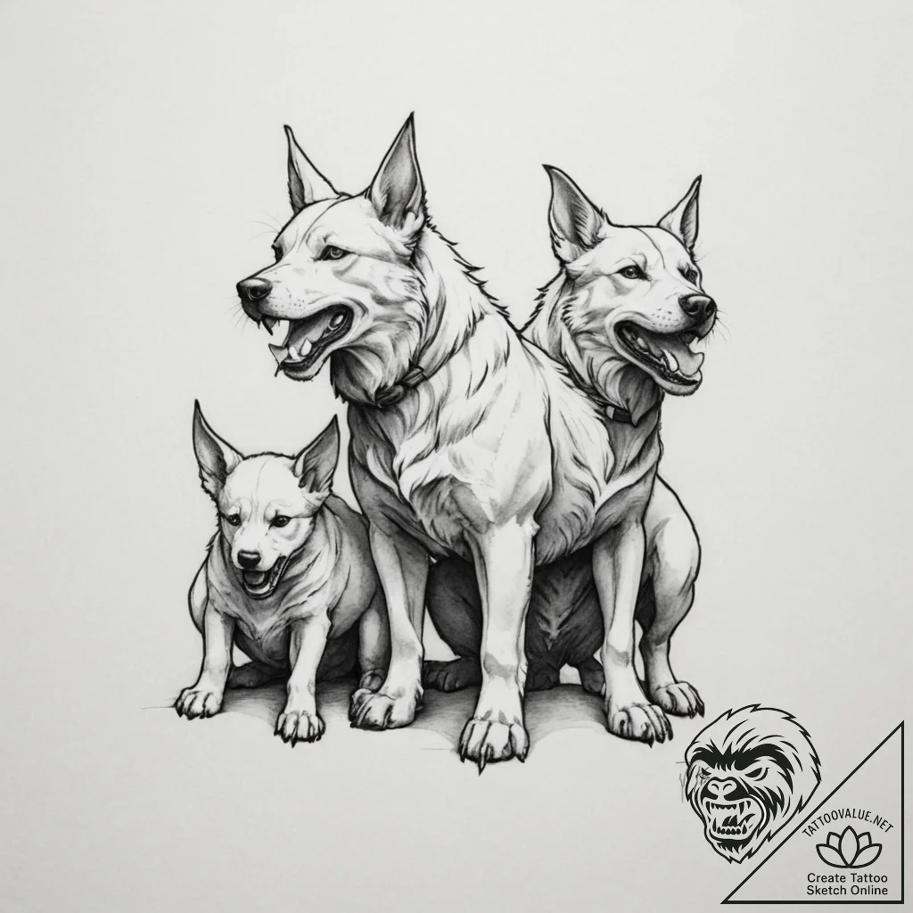 Cerberus - tattoo sketch (№1755156361_0, 14.08.2025 07:26) — tattoovalue.net