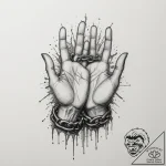 Chained hands breaking free, tattoo flash she… – tattoo sketch (№1755156559_0, 14.08.2025 07:29) — tattoovalue.net