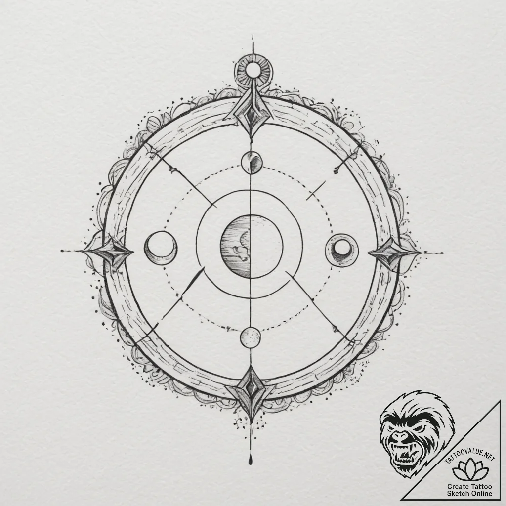 155. tattoo sketch: "gadat" rune with celesti... - tattoo sketch (№1755156757_0, 14.08.2025 07:32) — tattoovalue.net