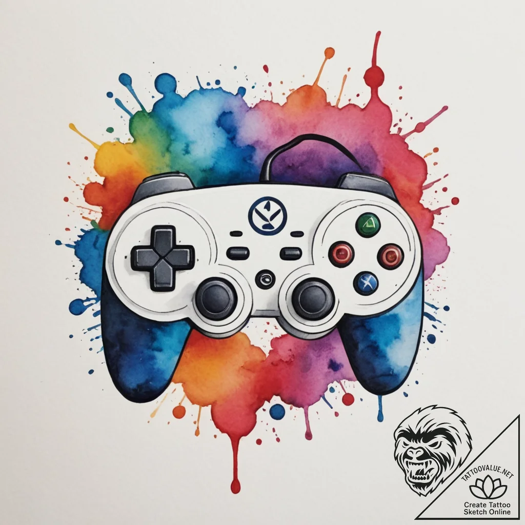 Tattoo design a controller face button with a... - tattoo sketch (№1755158141_0, 14.08.2025 07:55) — tattoovalue.net