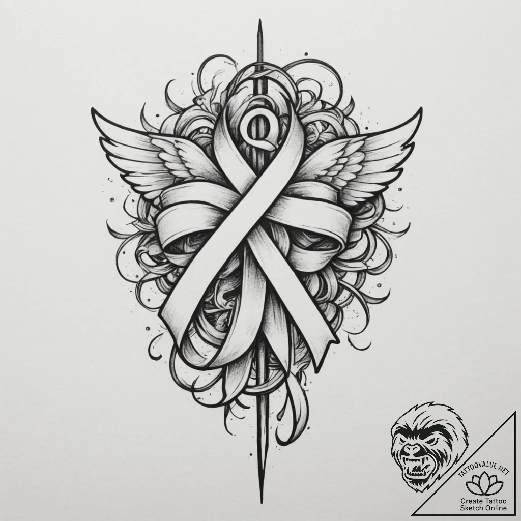 Tattoo design a subtle tribute ribbon integra... - tattoo sketch (№1755158340_0, 14.08.2025 07:59) — tattoovalue.net