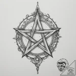 Pentacle, tattoo line art, realistic black an… – tattoo sketch (№1755160320_0, 14.08.2025 08:32) — tattoovalue.net