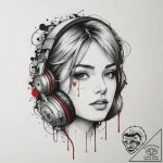 Tattoo design a pair of matching headphones.,… – tattoo sketch (№1755160915_0, 14.08.2025 08:41) — tattoovalue.net