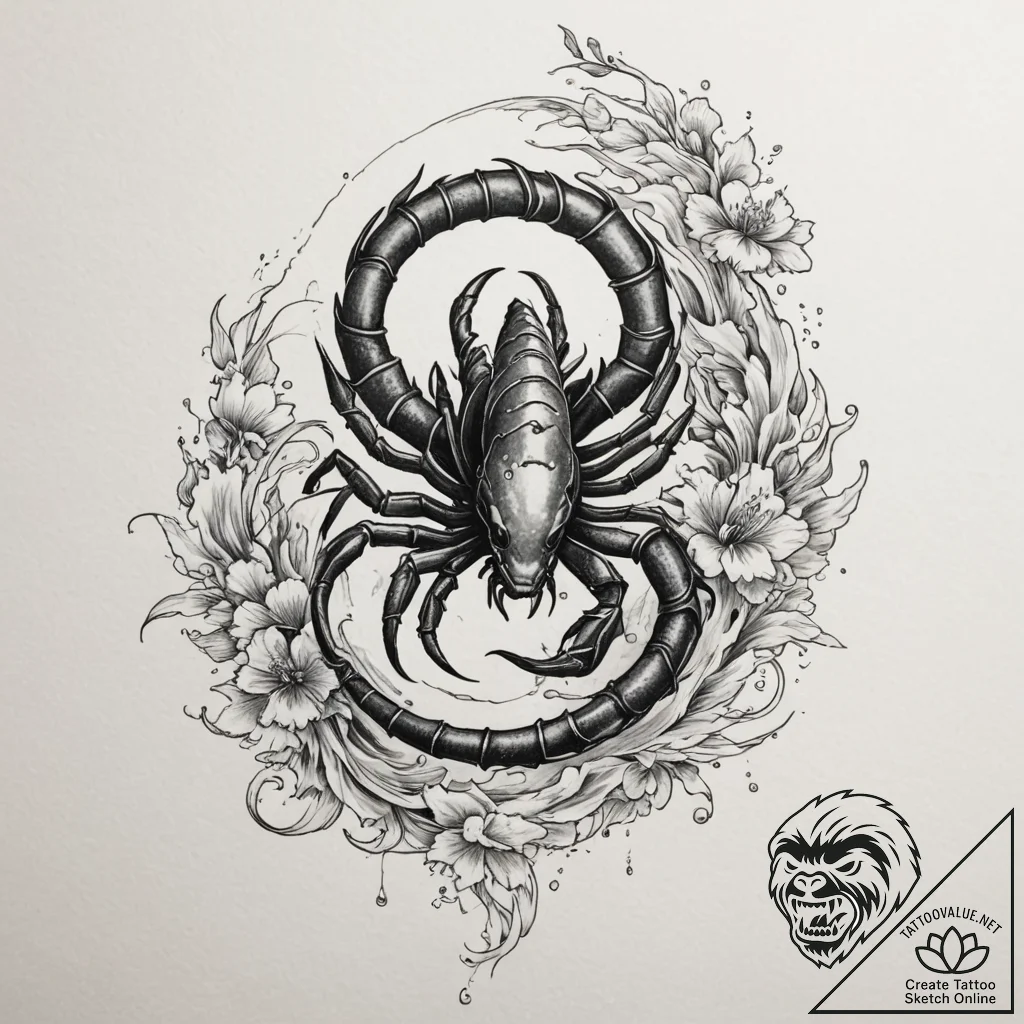 Tattoo design a scorpio scorpion, part blackw... - tattoo sketch (№1755161309_0, 14.08.2025 08:48) — tattoovalue.net