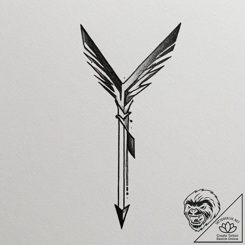 Tattoo design a stylized arrow pointing forwa... - tattoo sketch (№1755161507_0, 14.08.2025 08:51) — tattoovalue.net
