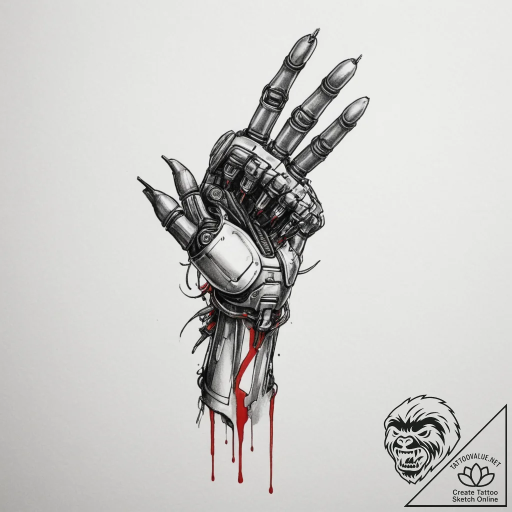 Johnny silverhand's robotic arm from cyberpun... - tattoo sketch (№1755162299_0, 14.08.2025 09:04) — tattoovalue.net