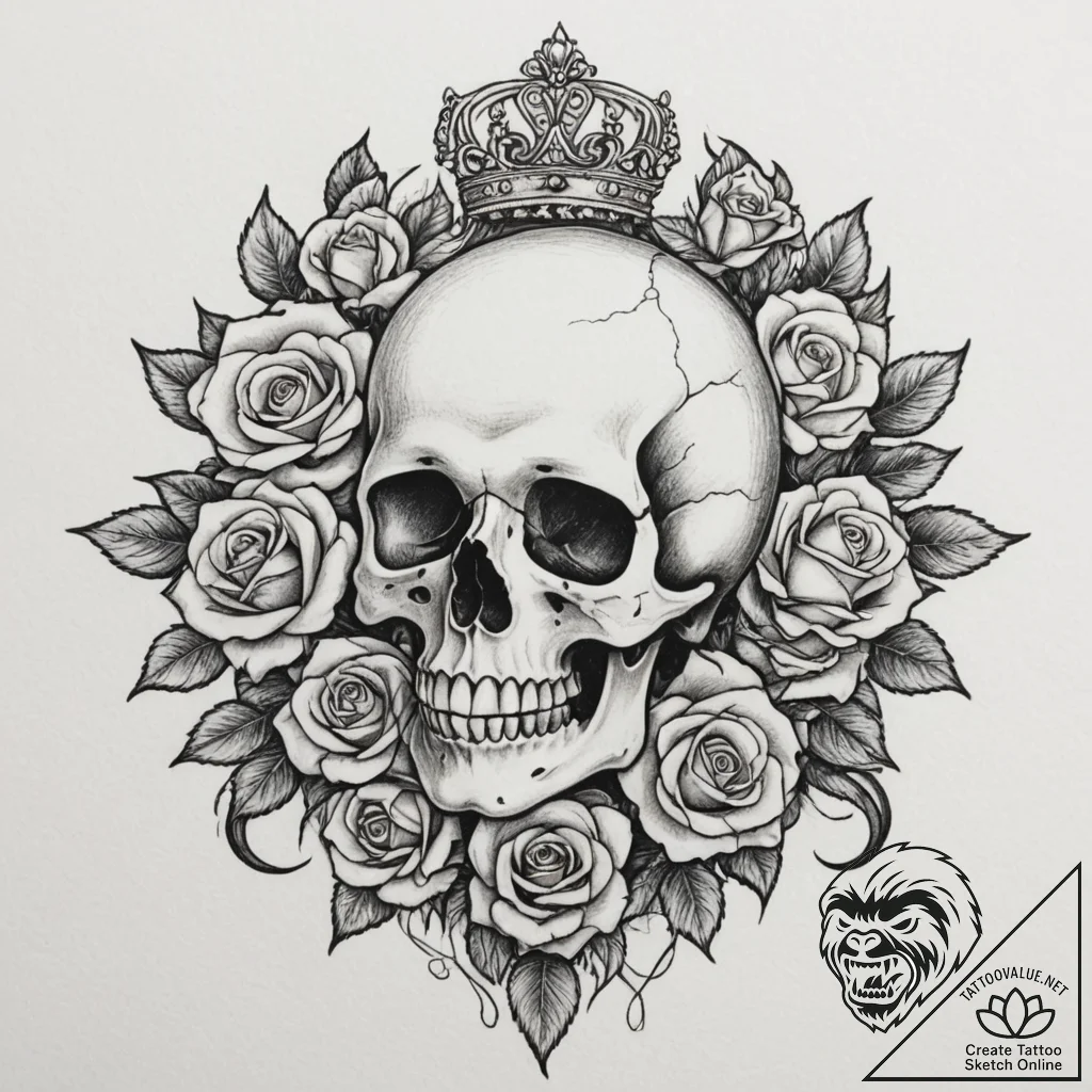 Tattoo design a pair of matching royal insign... - tattoo sketch (№1755163482_0, 14.08.2025 09:24) — tattoovalue.net