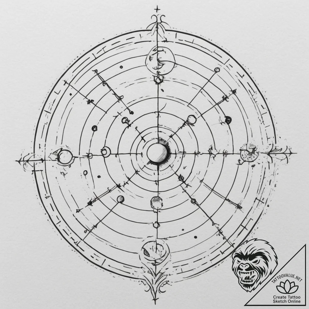 Tattoo design a celestial map with the chosen... - tattoo sketch (№1755164467_0, 14.08.2025 09:41) — tattoovalue.net