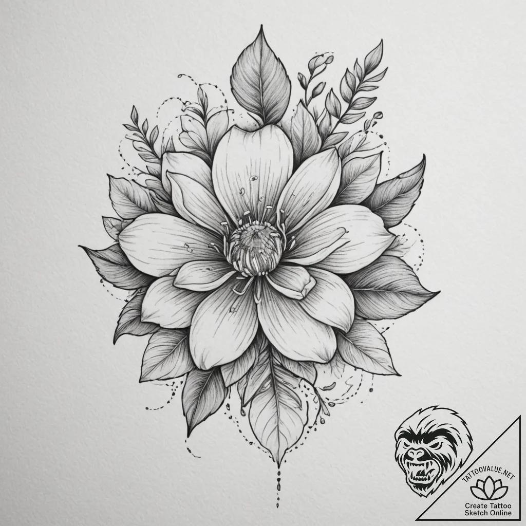 Tattoo sketch a personal birth flower combine... - tattoo sketch (№1755166247_0, 14.08.2025 10:10) — tattoovalue.net