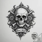 Tattoo sketch a “first kill” icon with a skul… – tattoo sketch (№1755166445_0, 14.08.2025 10:14) — tattoovalue.net