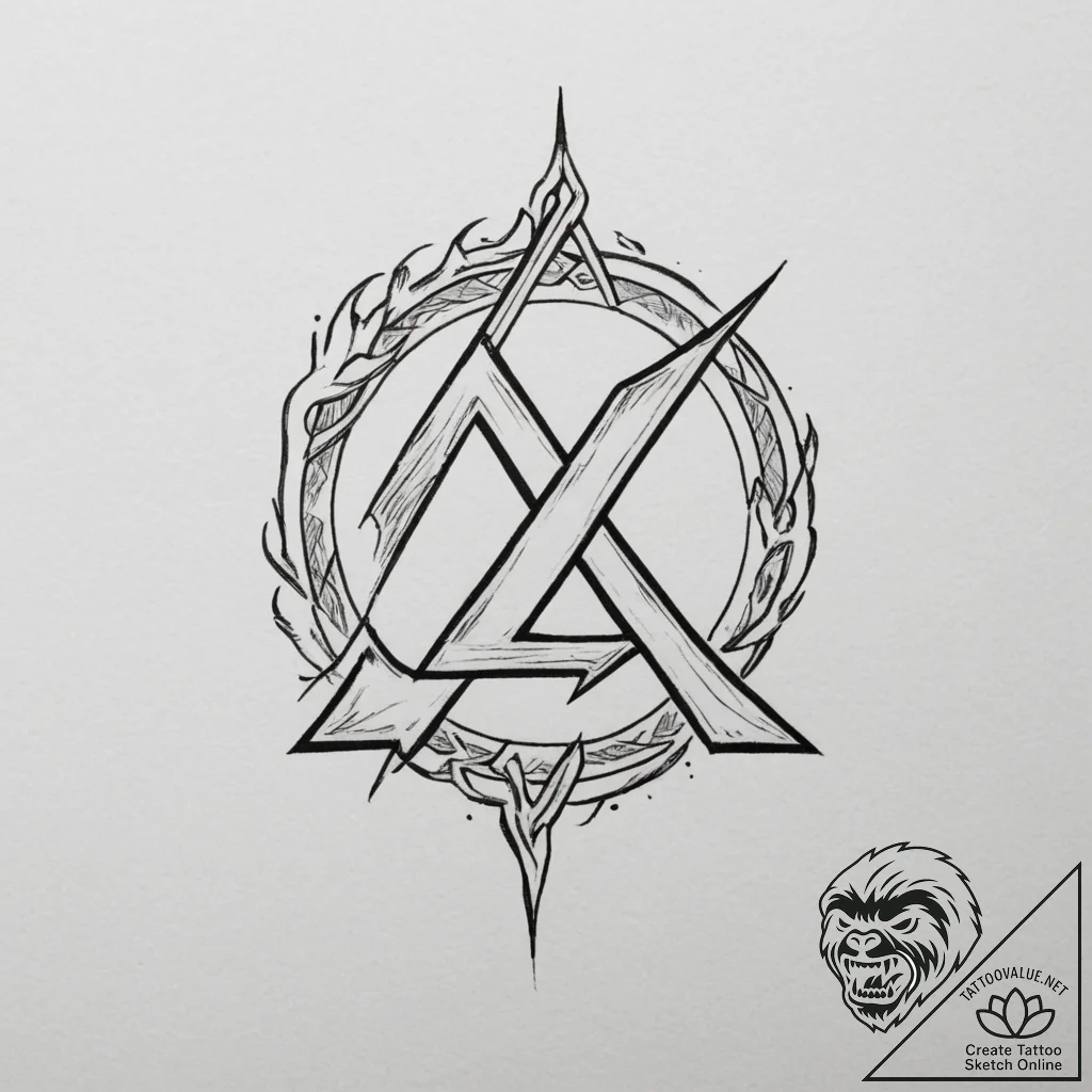 154. tattoo design: a minimalist "gadat" rune... - tattoo sketch (№1755167039_0, 14.08.2025 10:23) — tattoovalue.net