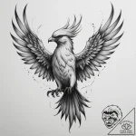 Firebird, tattoo line art, realistic black an… – tattoo sketch (№1755168620_0, 14.08.2025 10:50) — tattoovalue.net