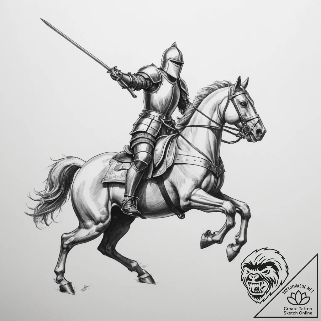 Knight jousting - tattoo sketch (№1755169412_0, 14.08.2025 11:03) — tattoovalue.net
