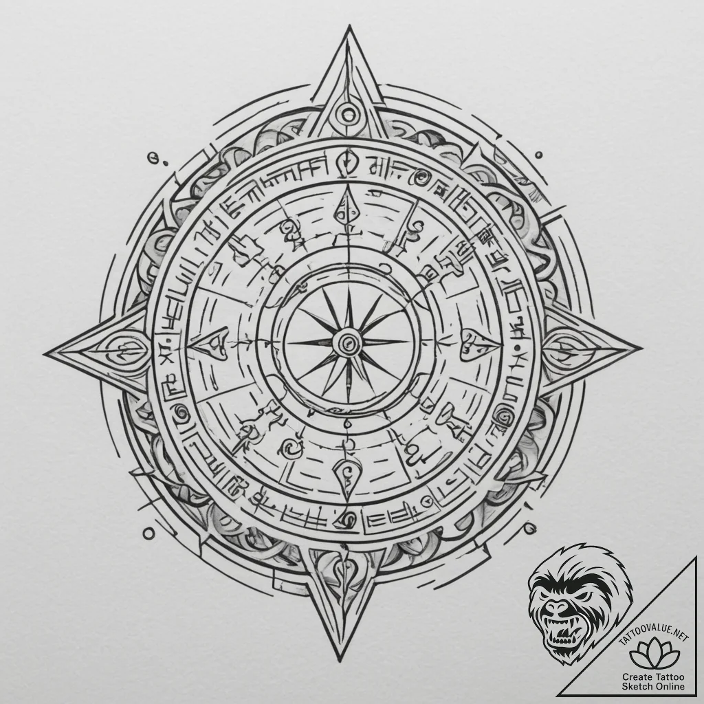 Tattoo sketch a zodiac glyph appearing as a h... - tattoo sketch (№1755169607_0, 14.08.2025 11:06) — tattoovalue.net