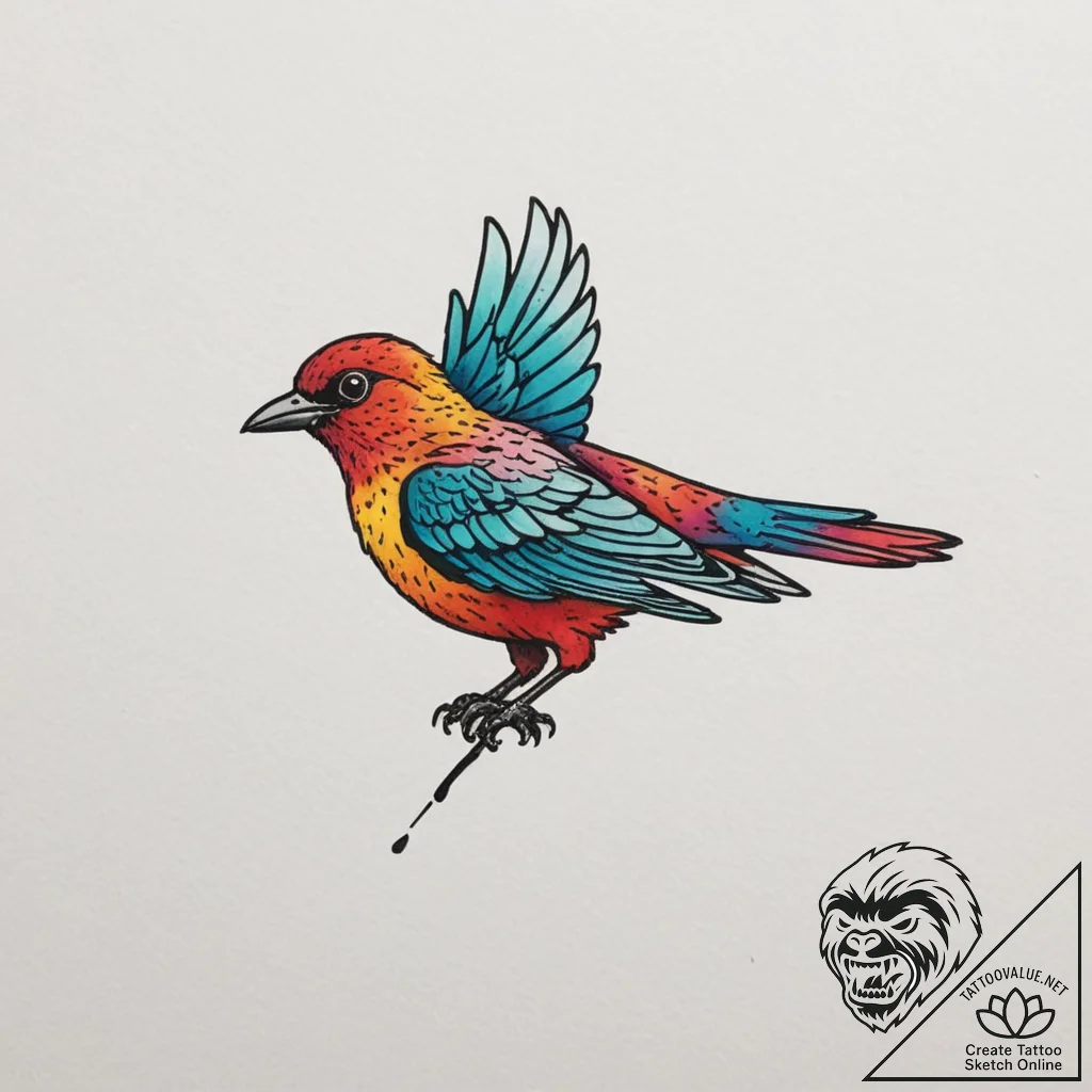 Tattoo design a small, clean outline of a bir... - tattoo sketch (№1755169806_0, 14.08.2025 11:10) — tattoovalue.net