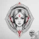 A professional gamer, focused intently on the… – tattoo sketch (№1755170201_0, 14.08.2025 11:16) — tattoovalue.net