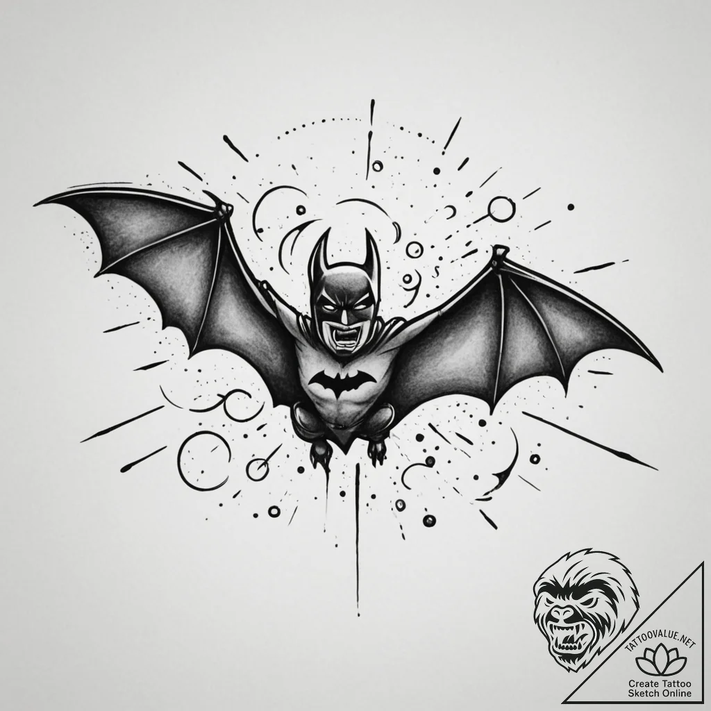 The bat-signal in the sky, tattoo sketch desi... - tattoo sketch (№1755170400_0, 14.08.2025 11:20) — tattoovalue.net