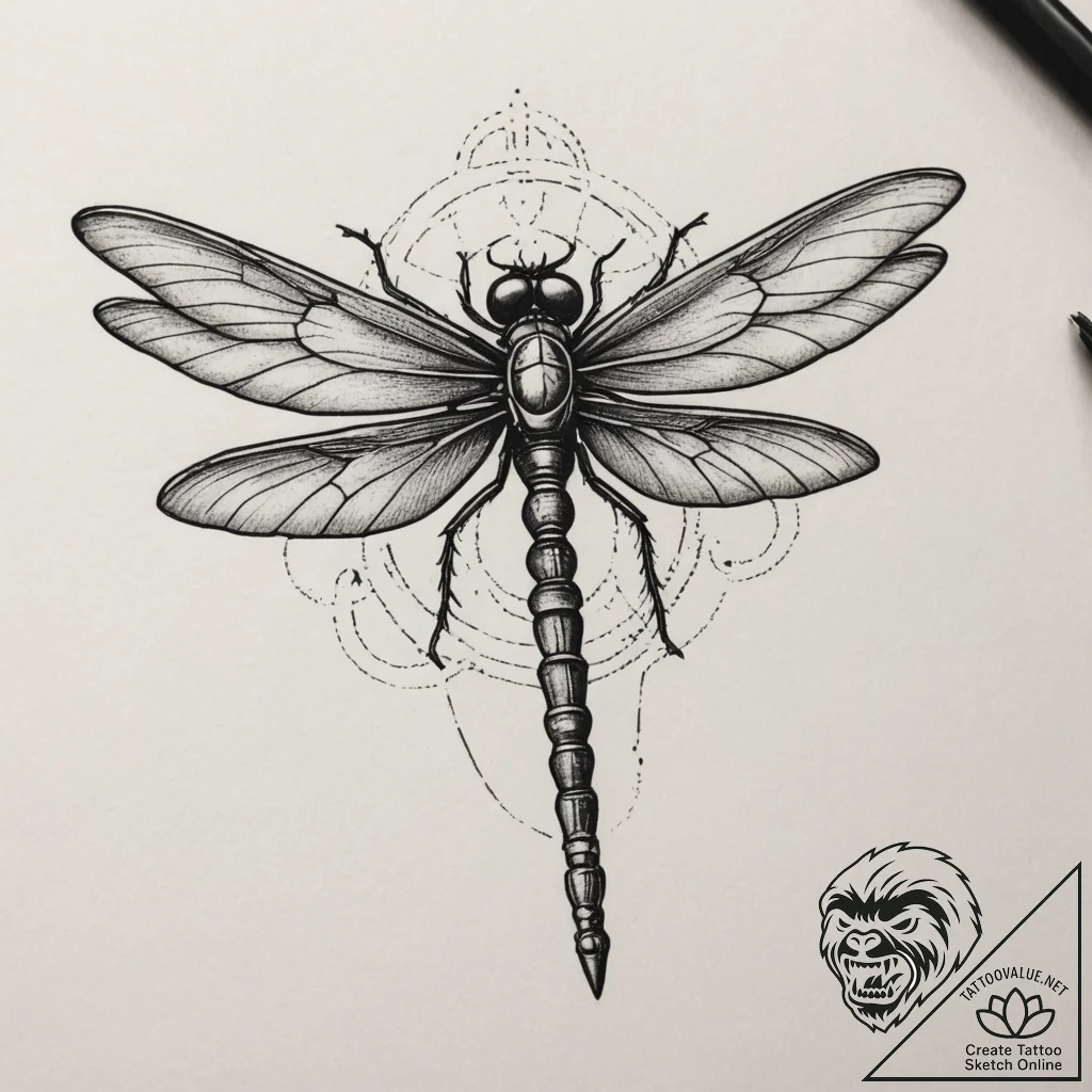 Mechanical dragonfly, tattoo flash sheet desi... - tattoo sketch (№1755171187_0, 14.08.2025 11:33) — tattoovalue.net