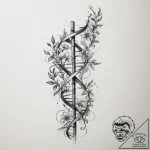 Dna helix intertwined with a floral vine, tat… – tattoo sketch (№1755173398_0, 14.08.2025 12:09) — tattoovalue.net