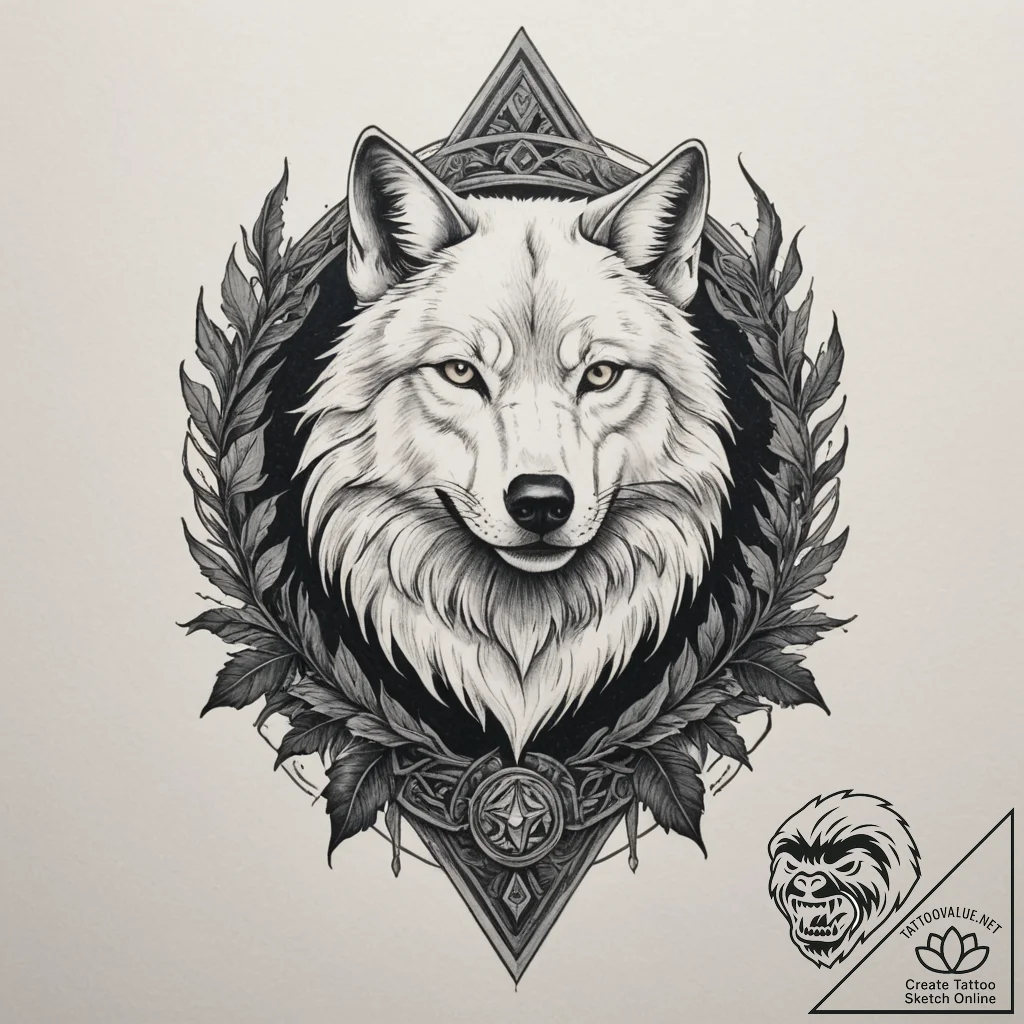 Tattoo design: a wolf or crow (associated wit... - tattoo sketch (№1755173800_0, 14.08.2025 12:16) — tattoovalue.net