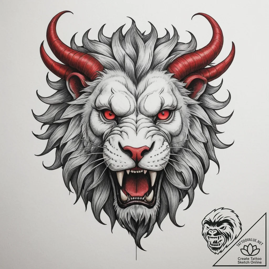 Manticore, tattoo drawing outline, realistic... - tattoo sketch (№1755173999_0, 14.08.2025 12:19) — tattoovalue.net