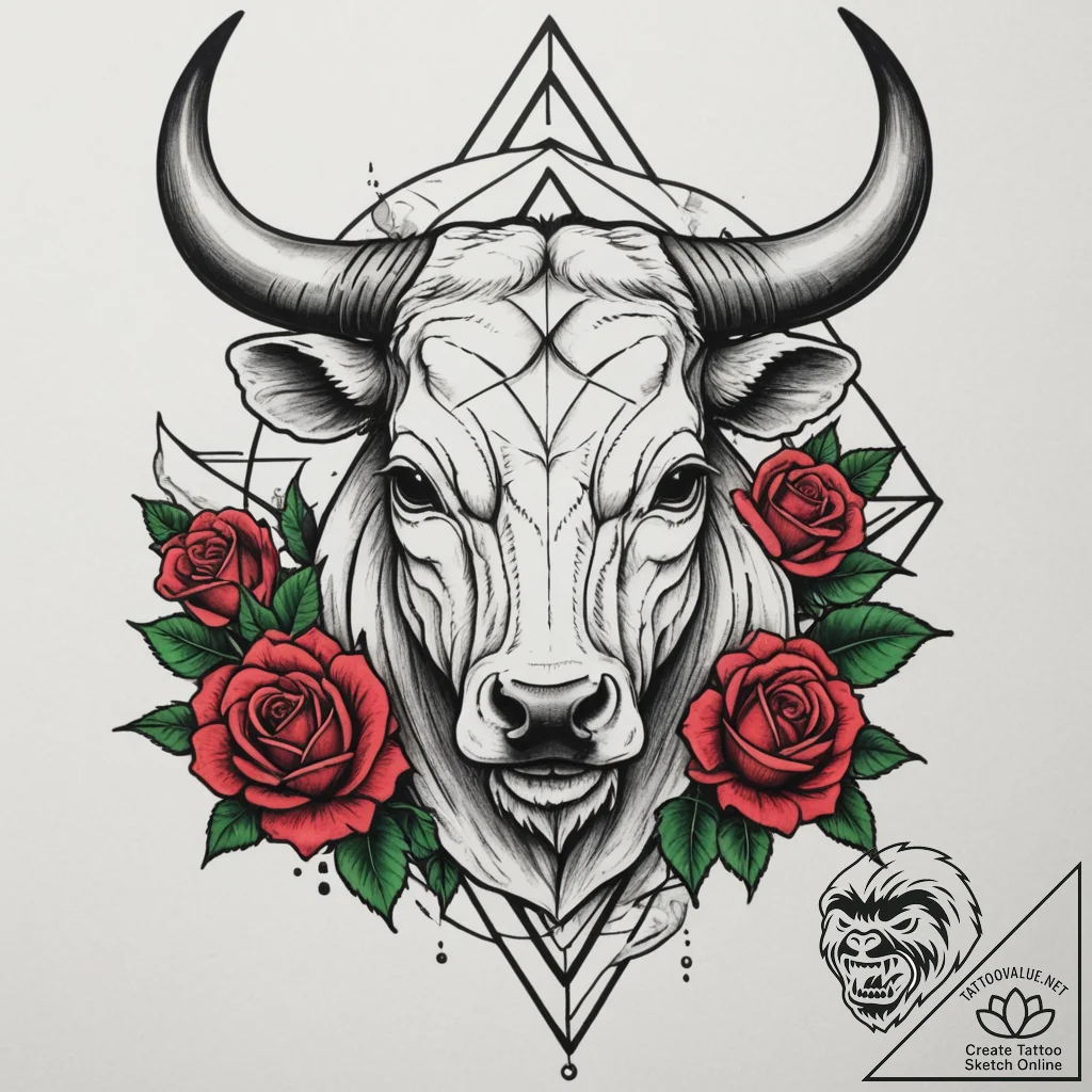 Tattoo design a taurus bull formed by a serie... - tattoo sketch (№1755174197_0, 14.08.2025 12:23) — tattoovalue.net