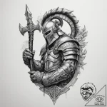 Tattoo design a gladiator’s armored arm with… – tattoo sketch (№1755174396_0, 14.08.2025 12:26) — tattoovalue.net