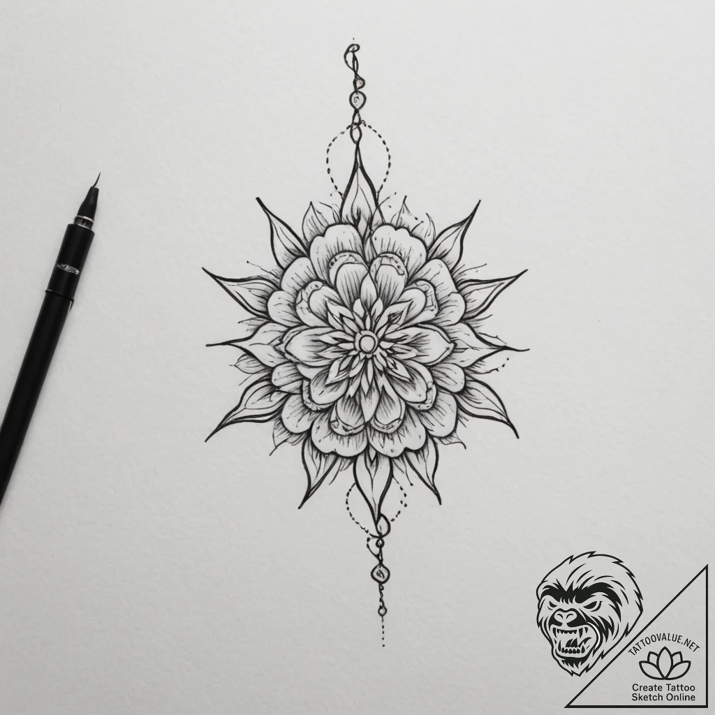 Tattoo design a thread that starts on one per... - tattoo sketch (№1755174601_0, 14.08.2025 12:30) — tattoovalue.net