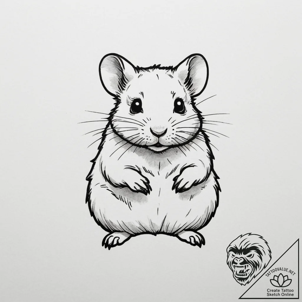 Hamster, tattoo line art, bold outlines, thic... - tattoo sketch (№1755174798_0, 14.08.2025 12:33) — tattoovalue.net