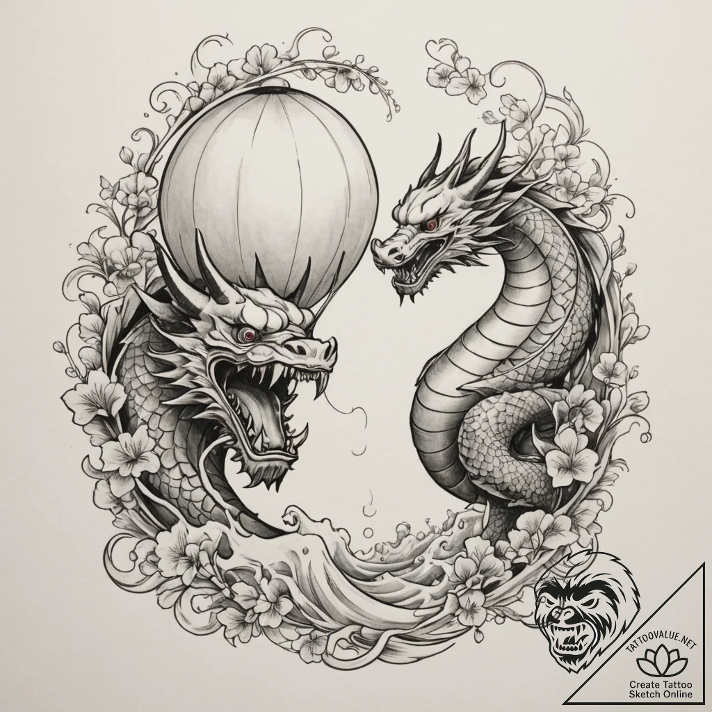 Tattoo sketch two halves of a hot air balloon... - tattoo sketch (№1755174998_0, 14.08.2025 12:36) — tattoovalue.net