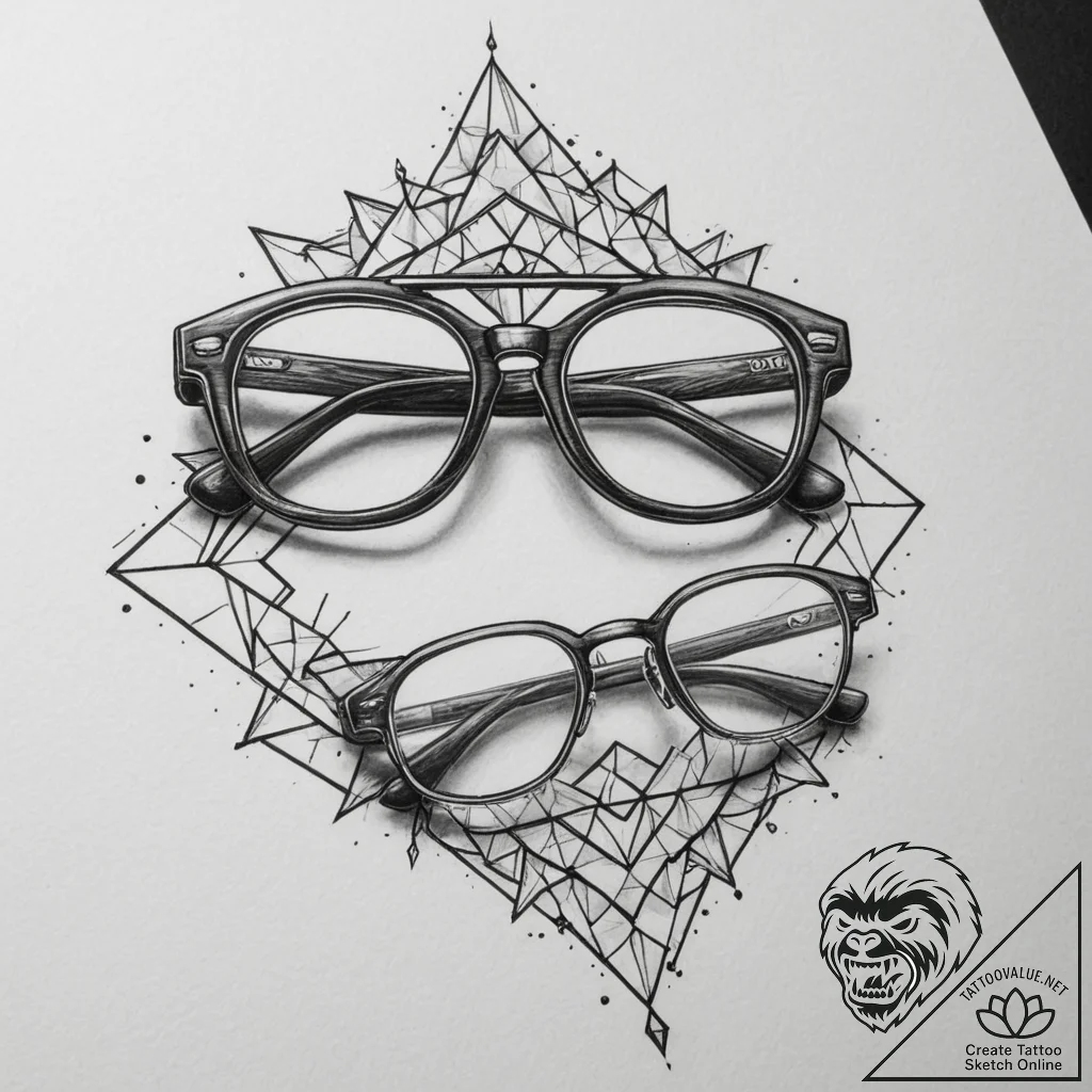 Tattoo design a pair of gaming glasses reflec... - tattoo sketch (№1755175195_0, 14.08.2025 12:39) — tattoovalue.net