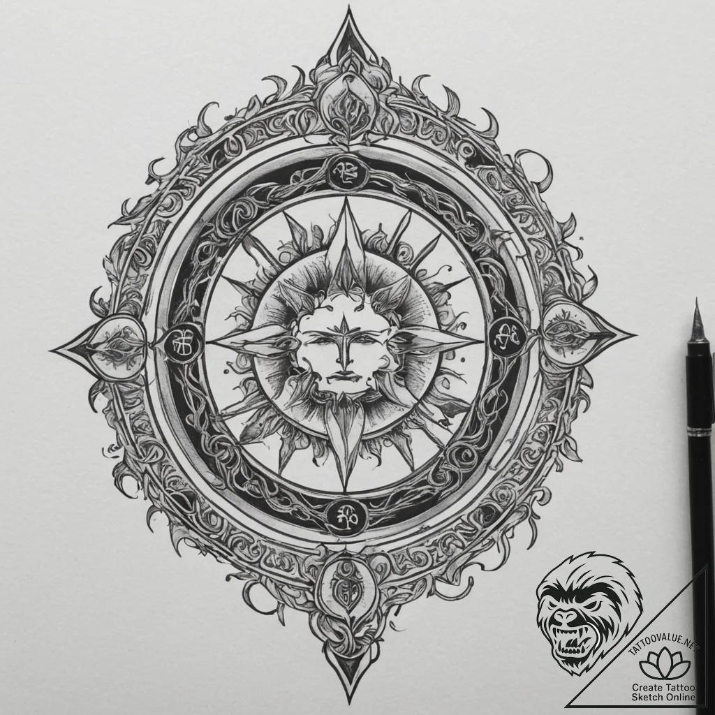 Tattoo sketch a zodiac glyph with its corresp... - tattoo sketch (№1755177389_0, 14.08.2025 13:16) — tattoovalue.net
