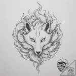 A kitsune with its nine tails – tattoo sketch (№1755177787_0, 14.08.2025 13:23) — tattoovalue.net