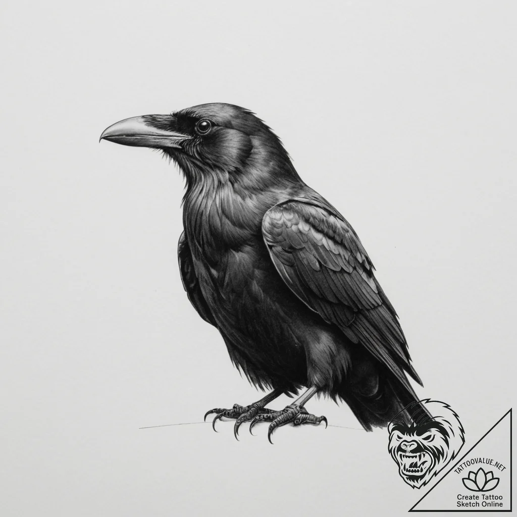 Black raven - tattoo sketch (№1755178386_0, 14.08.2025 13:33) — tattoovalue.net
